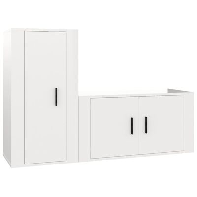 vidaXL Set di Mobili Porta TV 2 pz Bianco Lucido in Legno Multistrato