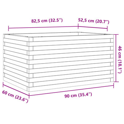 vidaXL Fioriera Giardino Marrone Cera 90x60x46 cm Legno Massello Pino