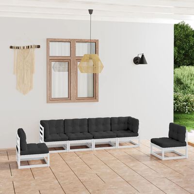 vidaXL Set Divani da Giardino 6 pz con Cuscini Legno Massello Pino