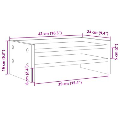 vidaXL Supporto per Monitor Rovere Marrone 42x24x16 cm in Truciolato