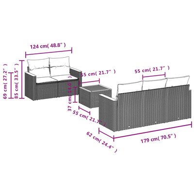 vidaXL Set Divano da Giardino 6 pz con Cuscini Nero in Polyrattan