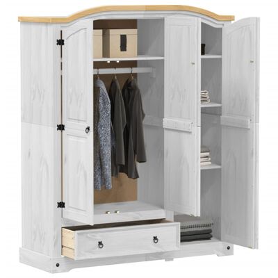 vidaXL Armadio Corona Bianco 151,5x52x186 cm in Legno Massello di Pino