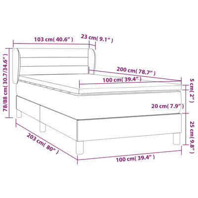 vidaXL Giroletto a Molle con Materasso Nero 100x200 cm in Velluto