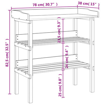 vidaXL Tavolo Piante Ripiani Grigio 78x38x,82,5cm Legno Massello Abete