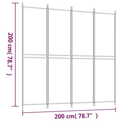 vidaXL Divisorio a 4 Pannelli Bianco 200x200 cm Tessuto