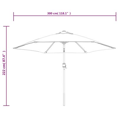 vidaXL Parasole Bianco Sabbia 3 m con Palo in Acciaio