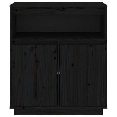 vidaXL Credenza Nera 70x34x80 cm in Legno Massello di Pino