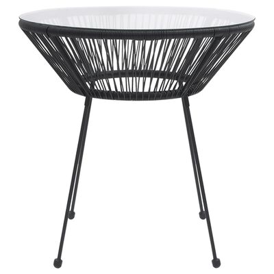 vidaXL Tavolo da Pranzo per Giardino Nero Ø70x74 cm in Rattan e Vetro