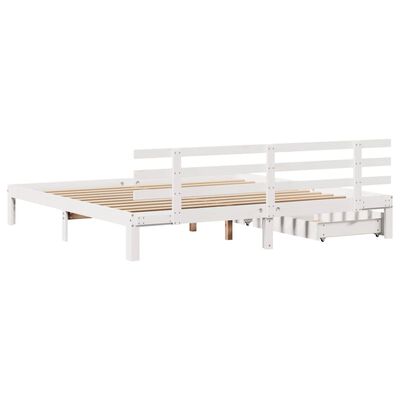 vidaXL Giroletto con Cassetti Bianco 180x200 cm Legno Massello di Pino