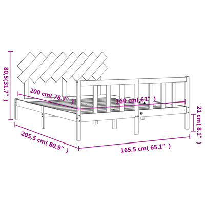 vidaXL Giroletto con Testiera 160x200 cm in Legno Massello