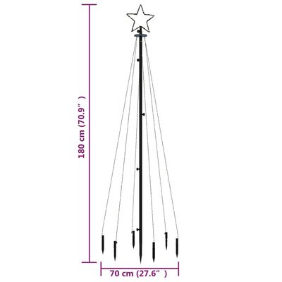 vidaXL Albero di Natale con Puntale Bianco Freddo 108 LED 180 cm