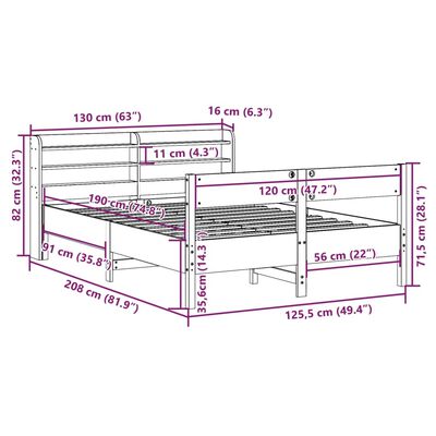 vidaXL Letto senza Materasso Bianco 120x190 cm Legno Massello di Pino