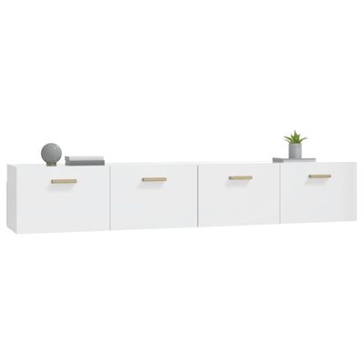 vidaXL Mobili Parete 2pz Bianco Lucido 100x36,5x35cm Legno Multistrato