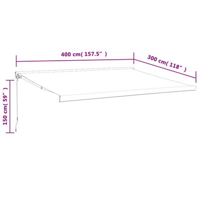 vidaXL Tenda Sole Retrattile Gialla e Bianca 4x3 m Tessuto e Alluminio