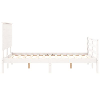 vidaXL Giroletto con Testiera Bianco Small Double Legno Massello