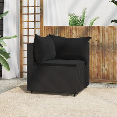 vidaXL Divano Angolare da Giardino con Cuscini in Polyrattan Nero