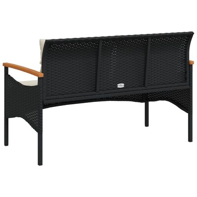 vidaXL Panchina da Giardino con Cuscini 116x62,5x74 cm Nera Polyrattan