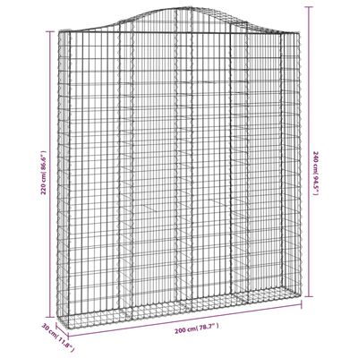 vidaXL Cesti Gabbioni ad Arco 2 pz 200x30x220/240 cm Ferro Zincato