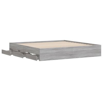 vidaXL Giroletto Cassetti Grigio Sonoma 200x200 cm Legno Multistrato