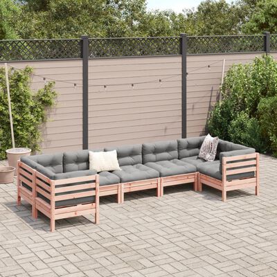 vidaXL Set Divani Giardino 7 pz Cuscini Legno Massello Abete Douglas