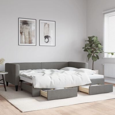 vidaXL Divano Letto Estraibile Cassetti Grigio Scuro 90x200cm Tessuto