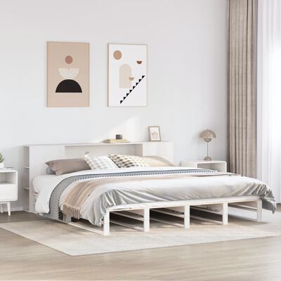 vidaXL Letto Libreria senza Materasso Bianco 180x200 cm Legno Massello