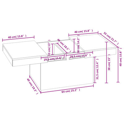 vidaXL Tavolino da Salotto Rovere Fumo 80x55x40 cm Legno Multistrato