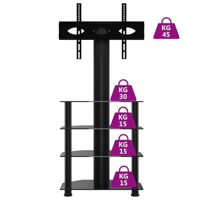 vidaXL Supporto TV Angolare 4 Livelli per 32-70 Pollici Nero