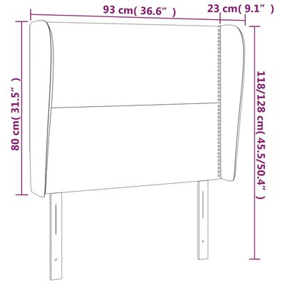 vidaXL Testiera ad Orecchio Nera 93x23x118/128 cm in Velluto