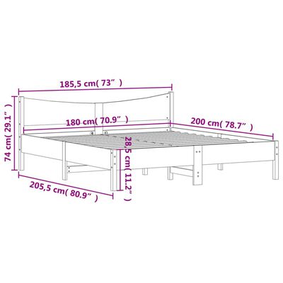 vidaXL Giroletto senza Materasso Marrone Cera 180x200 cm Legno di Pino