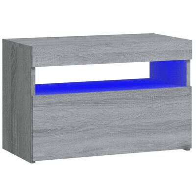 vidaXL Comodino con Luci LED Grigio Sonoma 60x35x40 cm