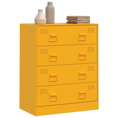 vidaXL Credenza Giallo Senape 67x39x83 cm in Acciaio