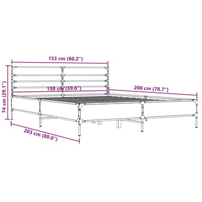 vidaXL Giroletto Rovere Sonoma 150x200 cm in Legno Multistrato Metallo