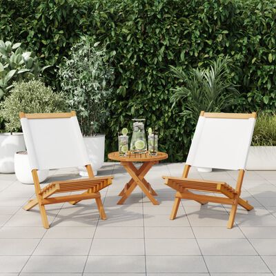 vidaXL Sedie Giardino 2pz Bianco Crema Legno Massello Acacia e Tessuto