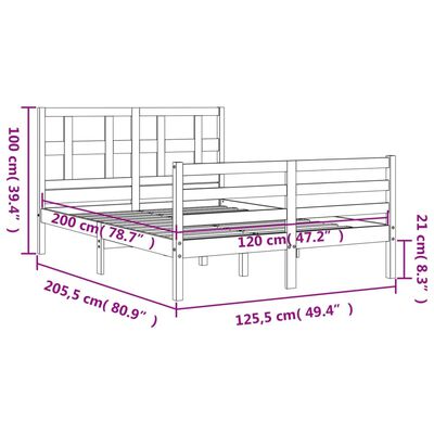 vidaXL Giroletto con Testiera 120x200 cm in Legno Massello