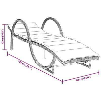 vidaXL Lettino Prendisole con Cuscino Marrone 60x199x42 cm Polyrattan