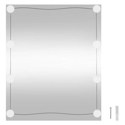 vidaXL Specchio da Parete con Luci LED 50x60 cm Vetro Rettangolare