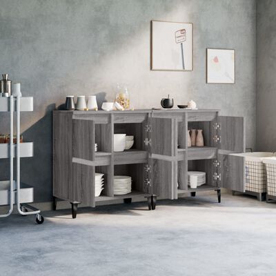 vidaXL Credenze 2pz Grigio Sonoma 60x35x70 cm in Legno Multistrato