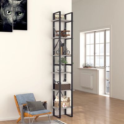 vidaXL Libreria 6 Ripiani Grigio Cemento 40x30x210cm Legno Multistrato