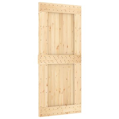 vidaXL Porta Scorrevole con Set Hardware 90x210 cm Legno Massello Pino