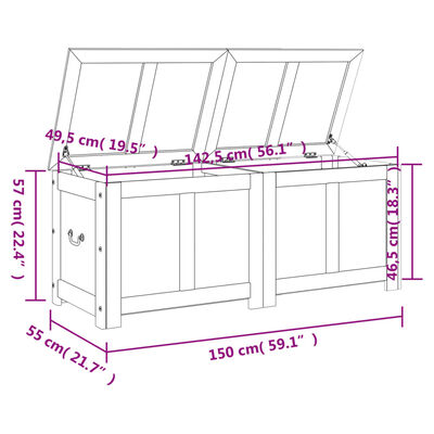 vidaXL Cassapanca con Coperchio Marrone in Legno Massello di Acacia