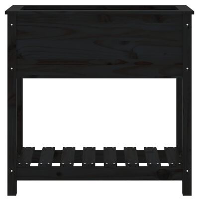 vidaXL Fioriera con Mensola Nera 82,5x34,5x81cm Legno Massello di Pino