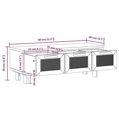 vidaXL Tavolino Bianco 80x40x30cm Legno Multistrato e Massello di Pino