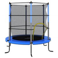 vidaXL Set Trampolino con Rete di Sicurezza Rotondo 140x160 cm Blue