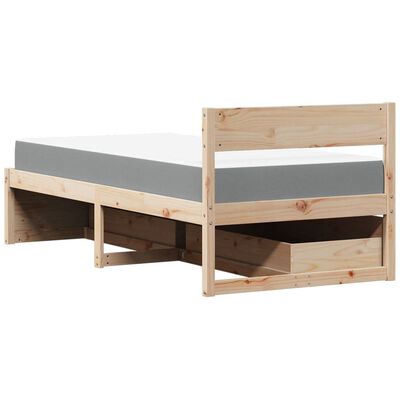 vidaXL Letto con Cassetti e Materasso 90x200 cm Legno Massello di Pino