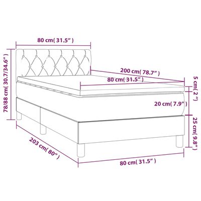 vidaXL Letto a Molle con Materasso e LED Nero 80x200 cm in Velluto