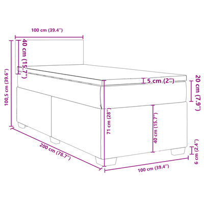 vidaXL Giroletto a Molle con Materasso Rosa 100x200 cm in Velluto