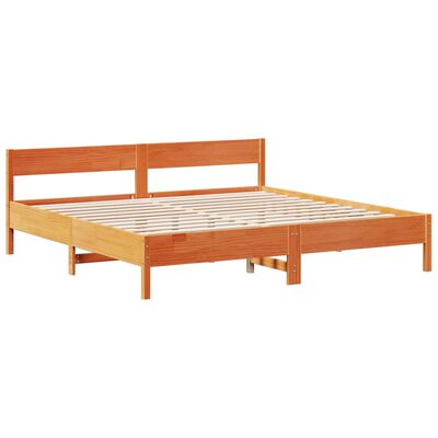 vidaXL Letto Libreria senza Materasso Marrone Cera 200x200 cm in Pino