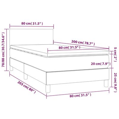 vidaXL Giroletto Molle Materasso e LED Cappuccino 80x200 cm Similpelle