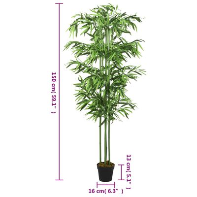 vidaXL Albero Bambù Artificiale 576 Foglie 150 cm Verde